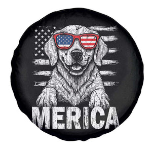 Merica Golden Retriever Spare Tire Cover Patriotic Dog US Flag 4th Of July TS02 Print Your Wear