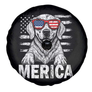 Merica Golden Retriever Spare Tire Cover Patriotic Dog US Flag 4th Of July TS02 Print Your Wear