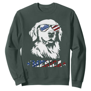 Merica Golden Retriever Sweatshirt 4th of July Dog Patriotic Dog Mom TS10 Dark Forest Green Print Your Wear