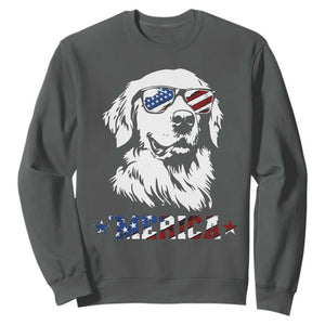 Merica Golden Retriever Sweatshirt 4th of July Dog Patriotic Dog Mom TS10 Dark Heather Print Your Wear