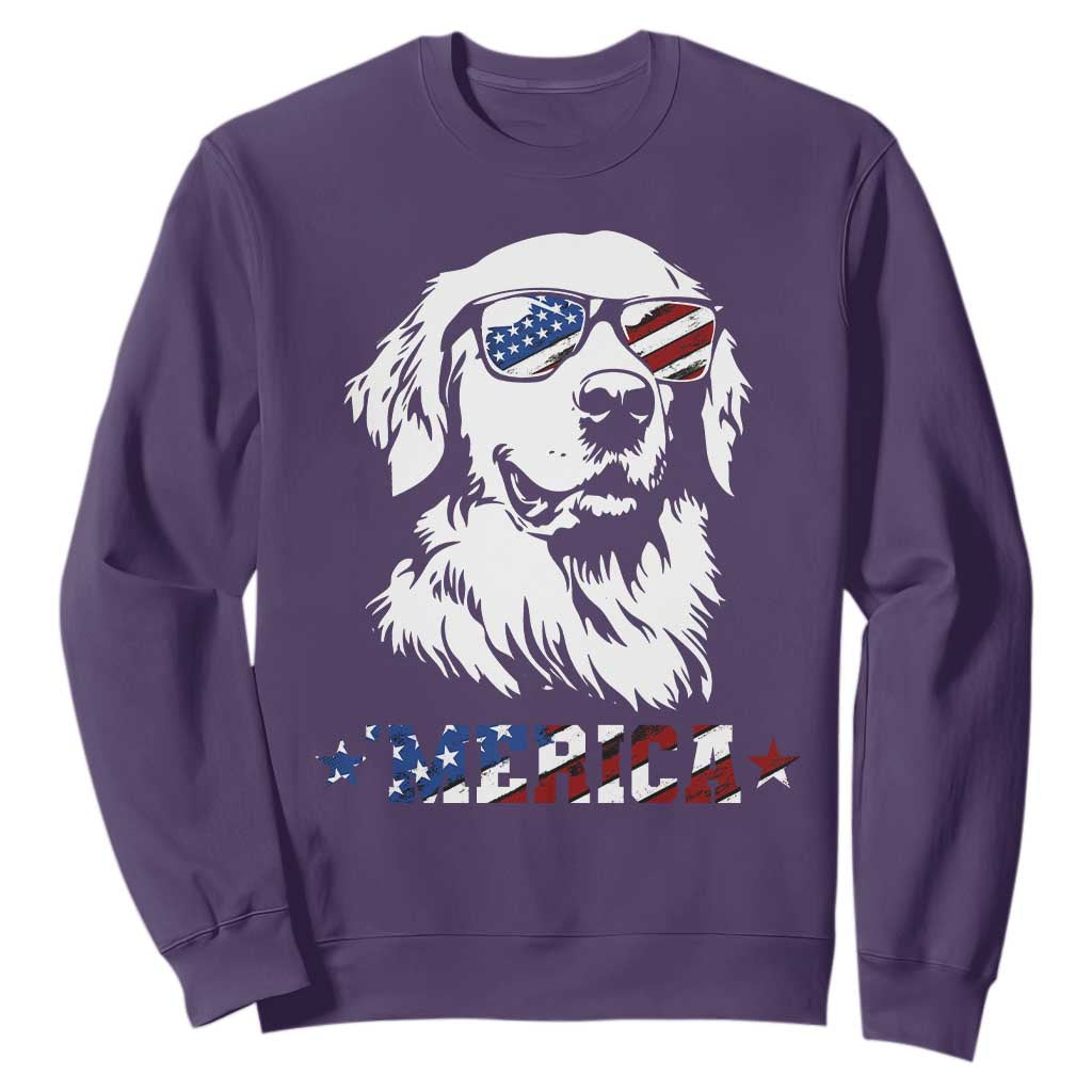 Merica Golden Retriever Sweatshirt 4th of July Dog Patriotic Dog Mom TS10 Purple Print Your Wear