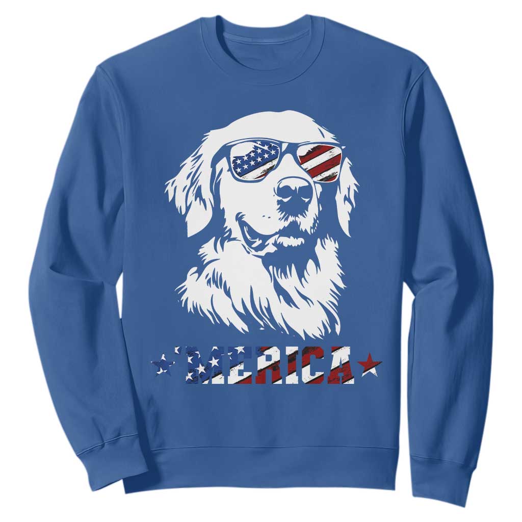 Merica Golden Retriever Sweatshirt 4th of July Dog Patriotic Dog Mom TS10 Royal Blue Print Your Wear