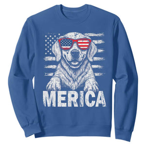 Merica Golden Retriever Sweatshirt Patriotic Dog US Flag 4th Of July TS02 Royal Blue Print Your Wear