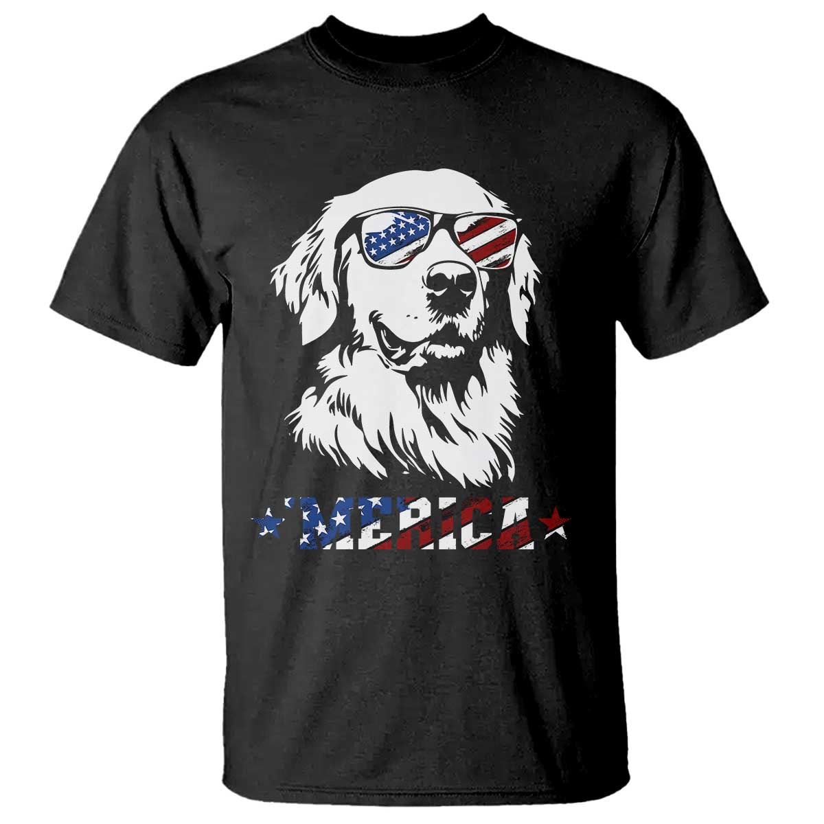 Merica Golden Retriever T Shirt 4th of July Dog Patriotic Dog Mom TS10 Black Print Your Wear