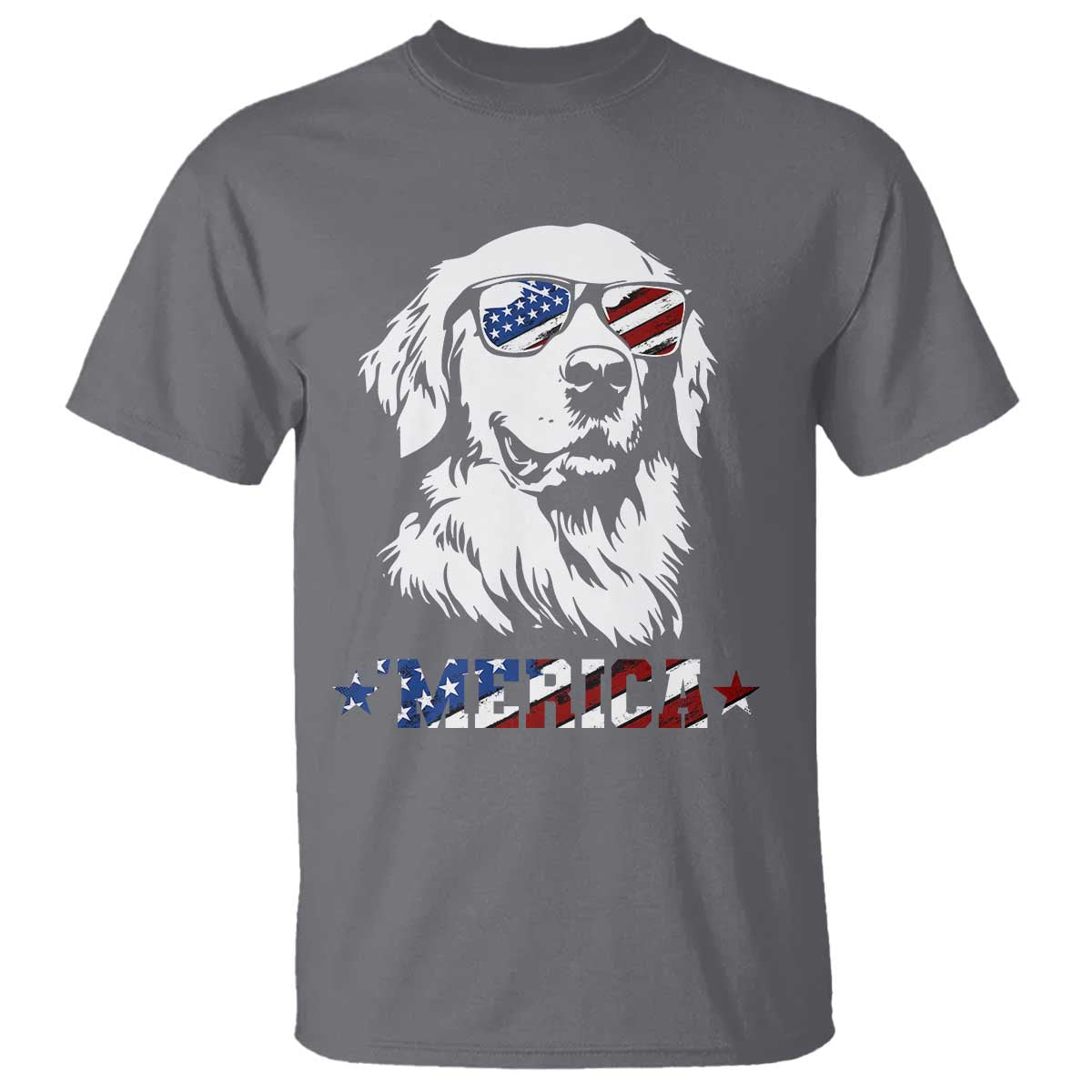 Merica Golden Retriever T Shirt 4th of July Dog Patriotic Dog Mom TS10 Charcoal Print Your Wear