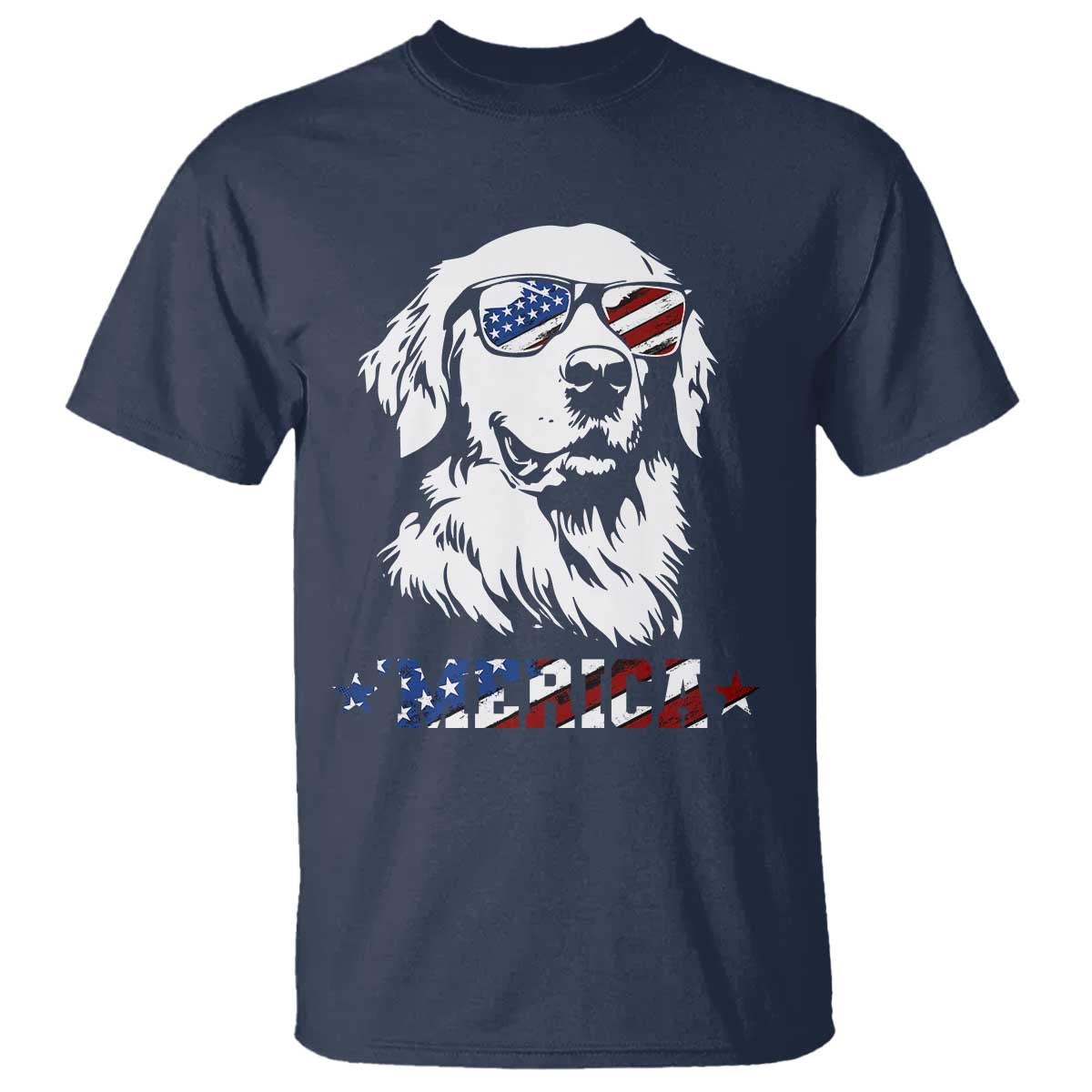 Merica Golden Retriever T Shirt 4th of July Dog Patriotic Dog Mom TS10 Navy Print Your Wear