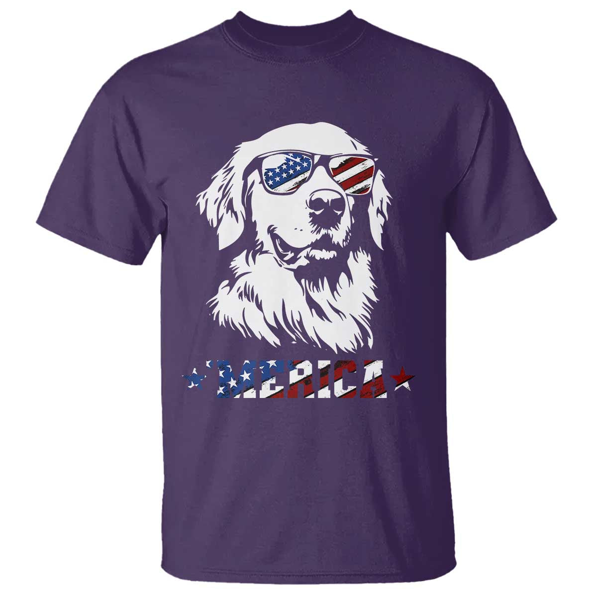Merica Golden Retriever T Shirt 4th of July Dog Patriotic Dog Mom TS10 Purple Print Your Wear