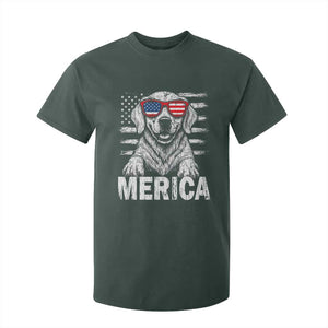 Merica Golden Retriever T Shirt For Kid Patriotic Dog US Flag 4th Of July TS02 Dark Forest Green Print Your Wear