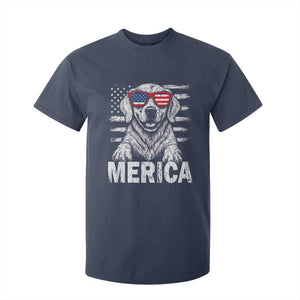 Merica Golden Retriever T Shirt For Kid Patriotic Dog US Flag 4th Of July TS02 Navy Print Your Wear