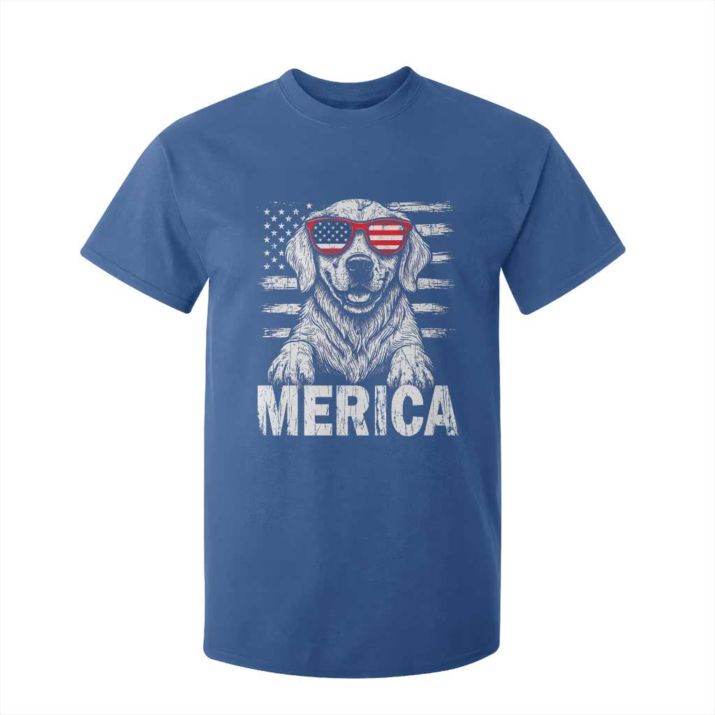 Merica Golden Retriever T Shirt For Kid Patriotic Dog US Flag 4th Of July TS02 Royal Blue Print Your Wear