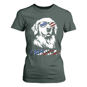 Merica Golden Retriever T Shirt For Women 4th of July Dog Patriotic Dog Mom TS10 Dark Forest Green Print Your Wear