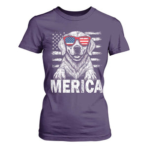 Merica Golden Retriever T Shirt For Women Patriotic Dog US Flag 4th Of July TS02 Purple Print Your Wear