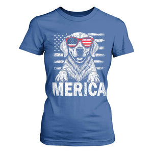 Merica Golden Retriever T Shirt For Women Patriotic Dog US Flag 4th Of July TS02 Royal Blue Print Your Wear