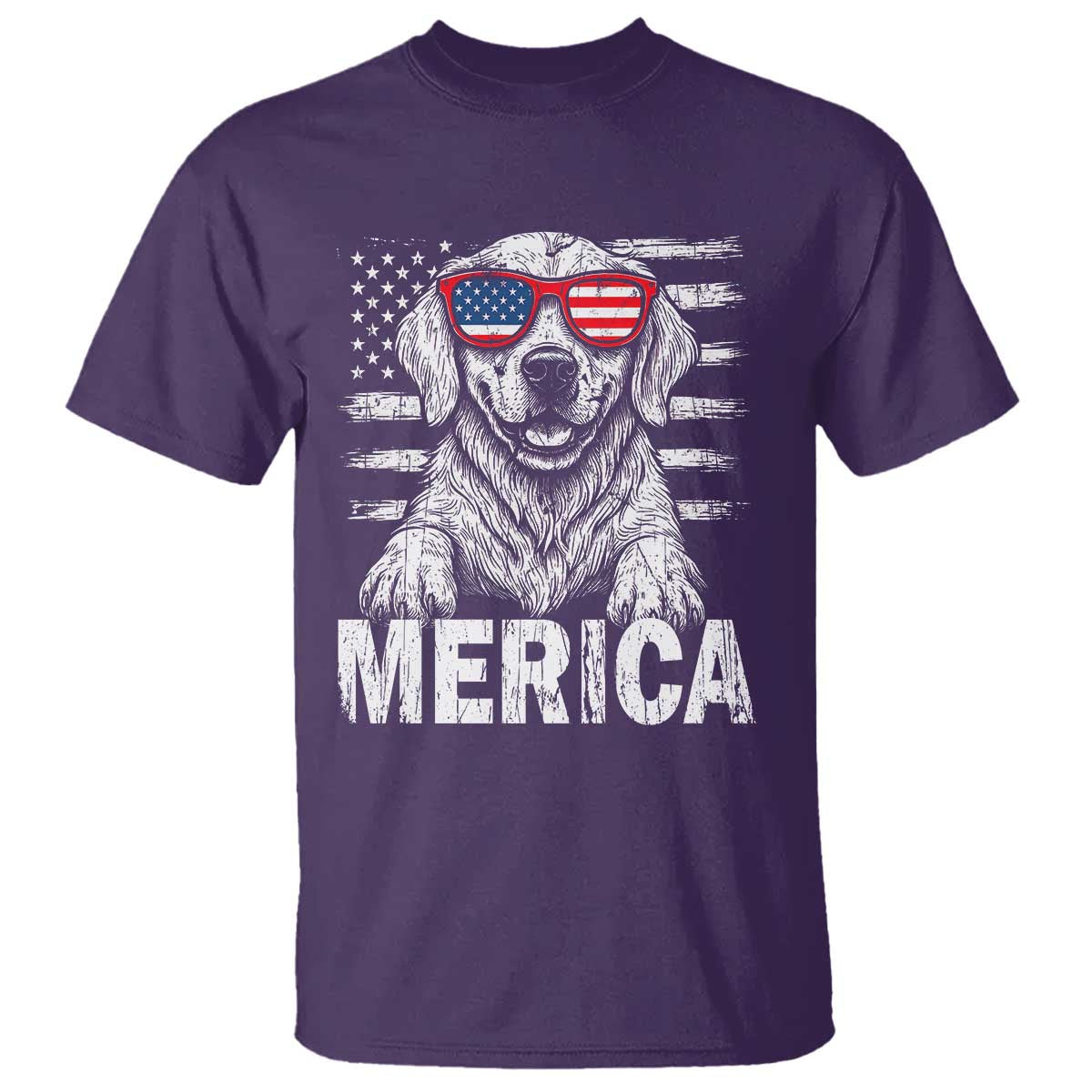 Merica Golden Retriever T Shirt Patriotic Dog US Flag 4th Of July TS02 Purple Print Your Wear