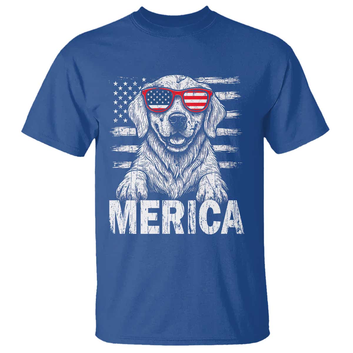 Merica Golden Retriever T Shirt Patriotic Dog US Flag 4th Of July TS02 Royal Blue Print Your Wear