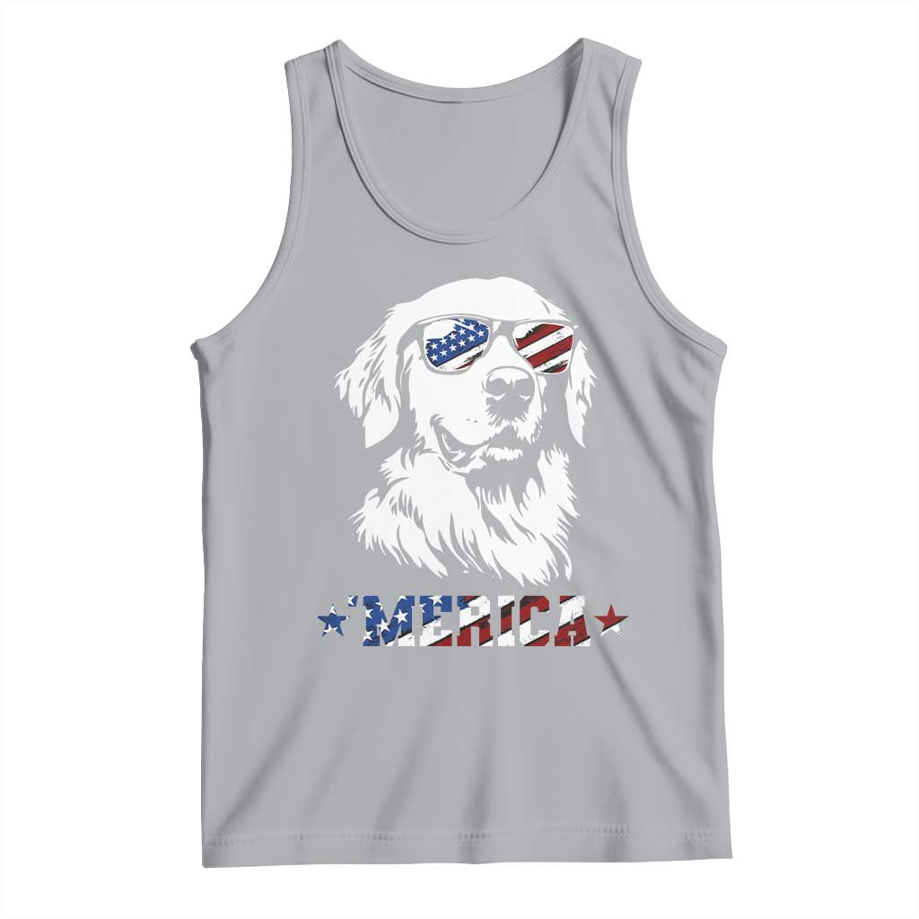 Merica Golden Retriever Tank Top 4th of July Dog Patriotic Dog Mom TS10 Athletic Heather Print Your Wear