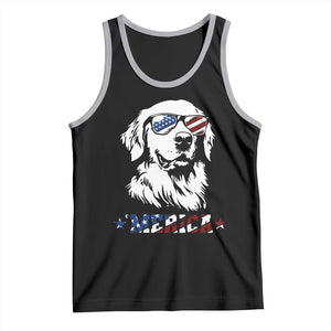 Merica Golden Retriever Tank Top 4th of July Dog Patriotic Dog Mom TS10 Black Athletic Heather Print Your Wear