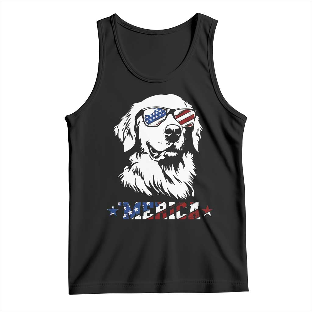 Merica Golden Retriever Tank Top 4th of July Dog Patriotic Dog Mom TS10 Black Print Your Wear