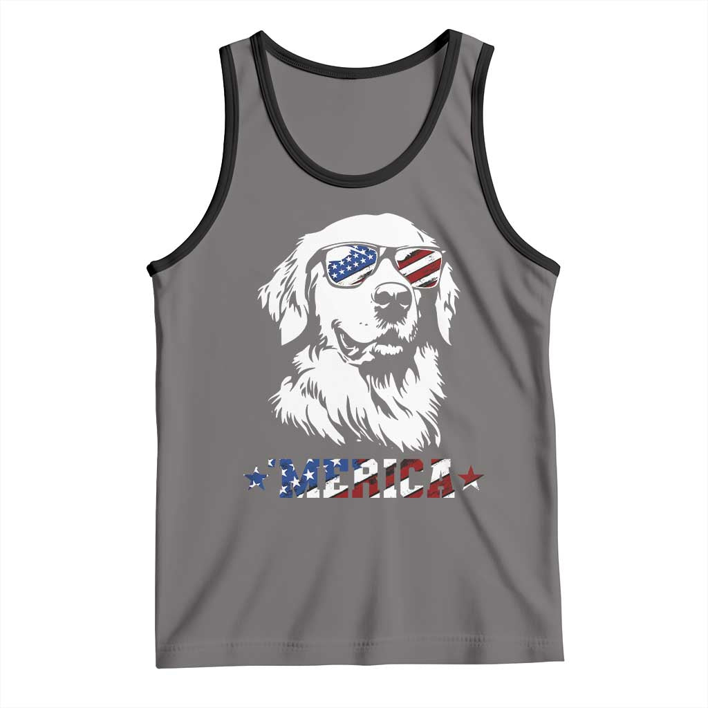 Merica Golden Retriever Tank Top 4th of July Dog Patriotic Dog Mom TS10 Deep Heather Black Print Your Wear