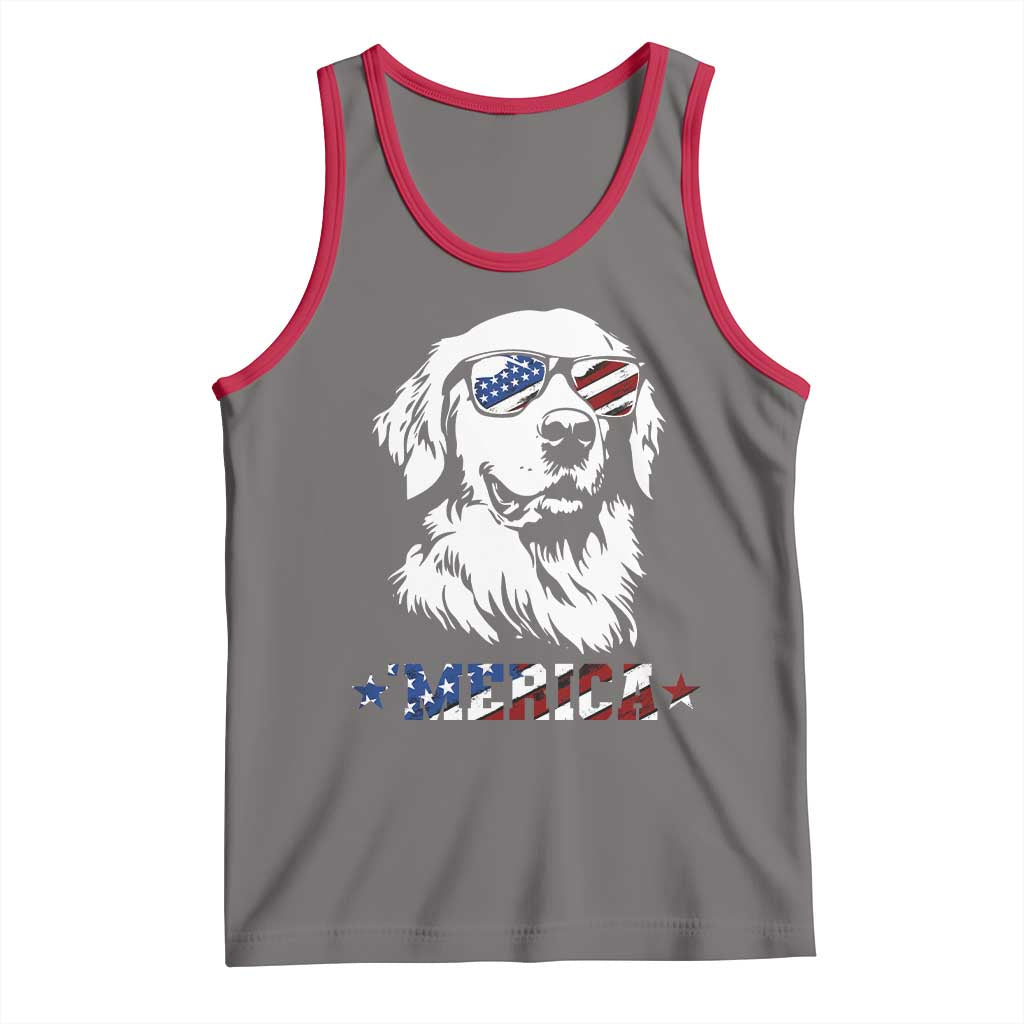 Merica Golden Retriever Tank Top 4th of July Dog Patriotic Dog Mom TS10 Deep Heather Red Print Your Wear