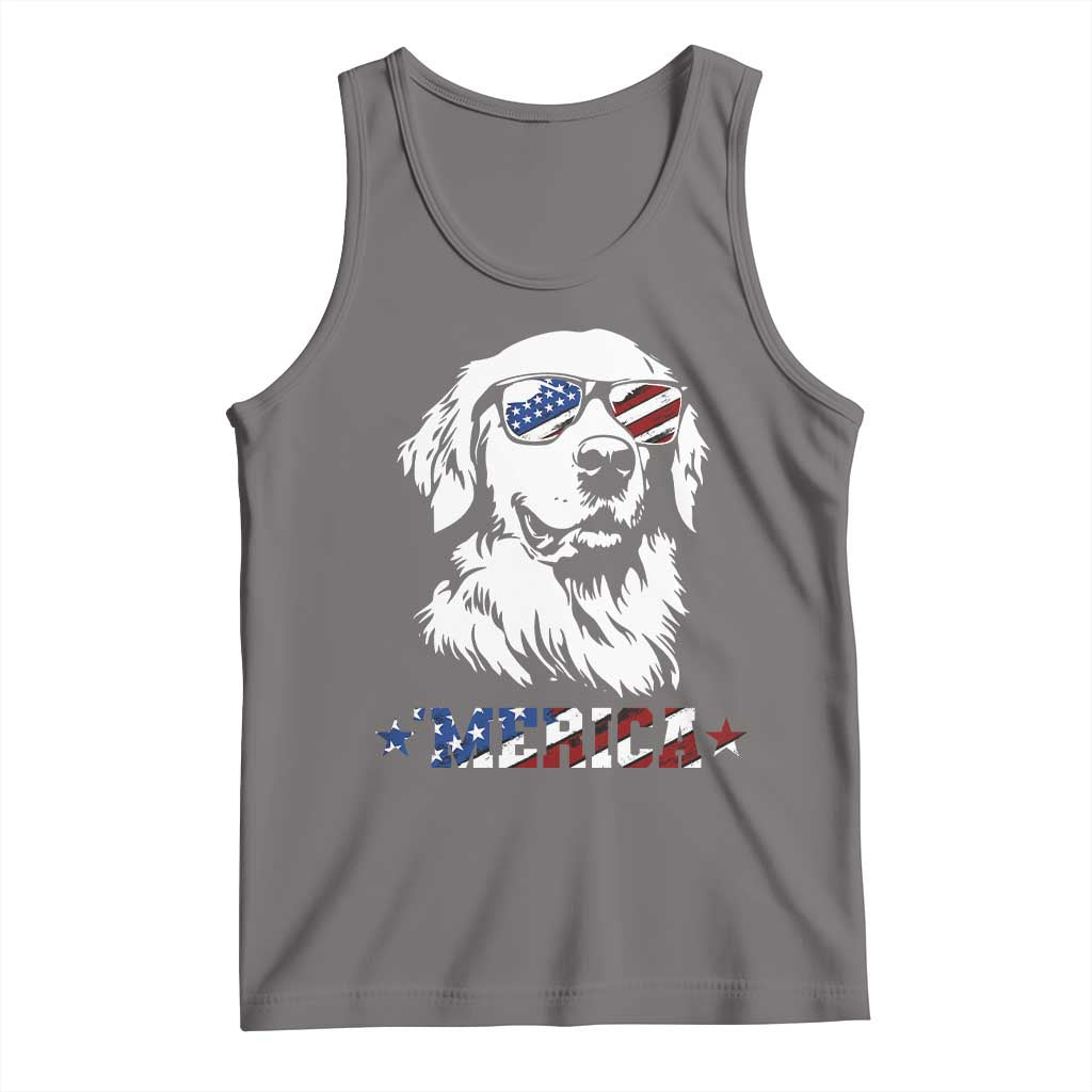 Merica Golden Retriever Tank Top 4th of July Dog Patriotic Dog Mom TS10 Deep Heather Print Your Wear