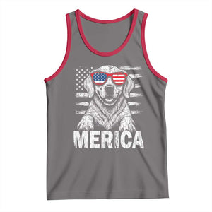 Merica Golden Retriever Tank Top Patriotic Dog US Flag 4th Of July TS02 Deep Heather Red Print Your Wear
