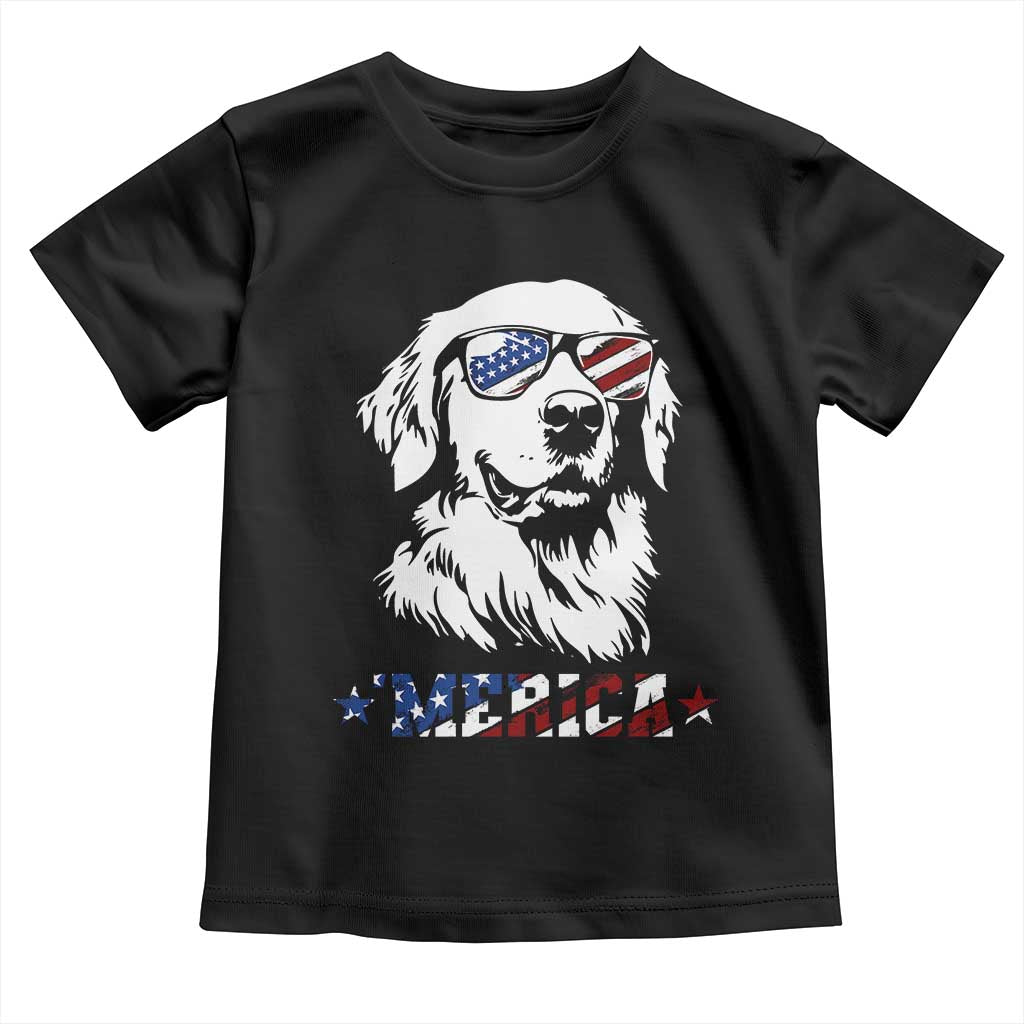 Merica Golden Retriever Toddler T Shirt 4th of July Dog Patriotic Dog Mom TS10 Black Print Your Wear