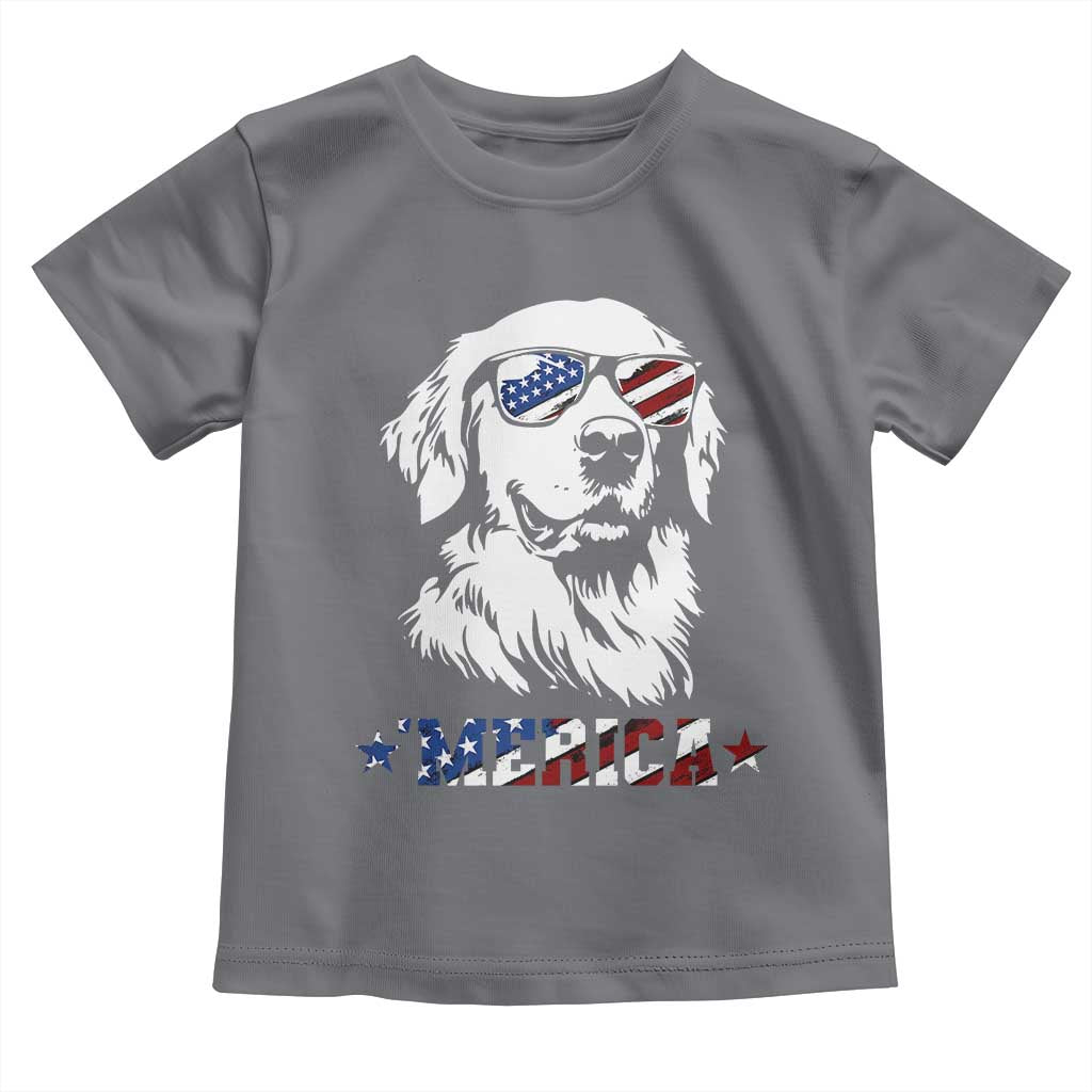Merica Golden Retriever Toddler T Shirt 4th of July Dog Patriotic Dog Mom TS10 Charcoal Print Your Wear