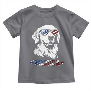 Merica Golden Retriever Toddler T Shirt 4th of July Dog Patriotic Dog Mom TS10 Charcoal Print Your Wear