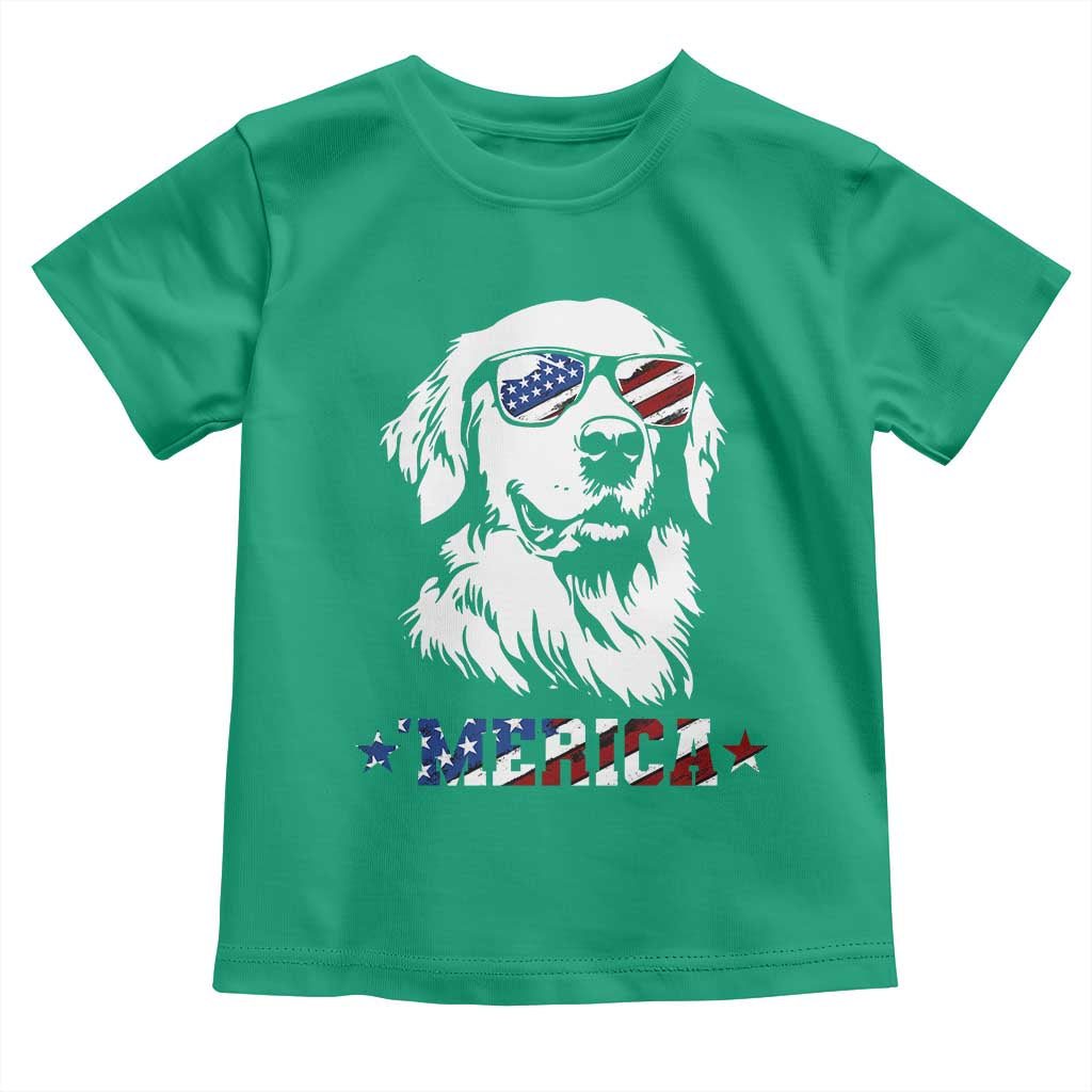 Merica Golden Retriever Toddler T Shirt 4th of July Dog Patriotic Dog Mom TS10 Irish Green Print Your Wear