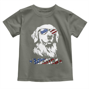 Merica Golden Retriever Toddler T Shirt 4th of July Dog Patriotic Dog Mom TS10 Military Green Print Your Wear