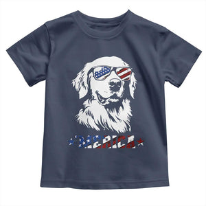 Merica Golden Retriever Toddler T Shirt 4th of July Dog Patriotic Dog Mom TS10 Navy Print Your Wear