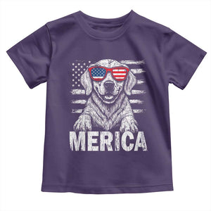 Merica Golden Retriever Toddler T Shirt Patriotic Dog US Flag 4th Of July TS02 Purple Print Your Wear