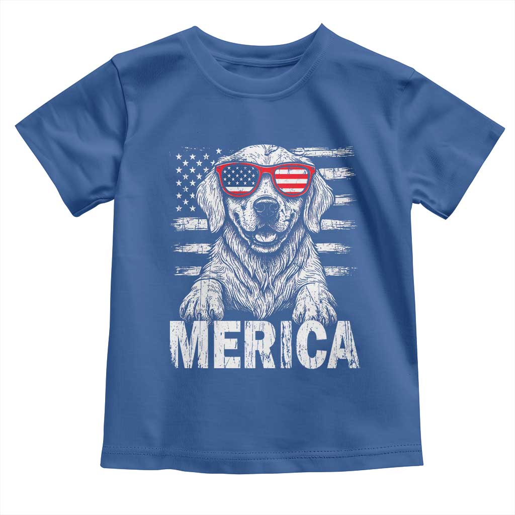 Merica Golden Retriever Toddler T Shirt Patriotic Dog US Flag 4th Of July TS02 Royal Blue Print Your Wear