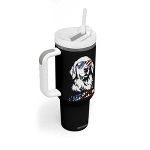 Merica Golden Retriever Tumbler With Handle 4th of July Dog Patriotic Dog Mom TS10 Print Your Wear