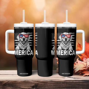 Merica Golden Retriever Tumbler With Handle Patriotic Dog US Flag 4th Of July TS02 Print Your Wear