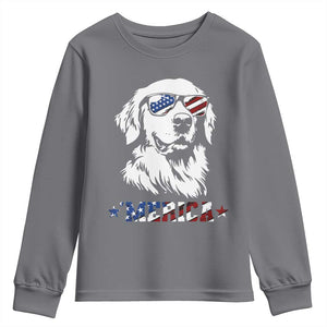 Merica Golden Retriever Youth Sweatshirt 4th of July Dog Patriotic Dog Mom TS10 Charcoal Print Your Wear