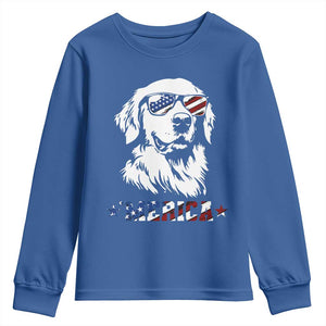 Merica Golden Retriever Youth Sweatshirt 4th of July Dog Patriotic Dog Mom TS10 Royal Blue Print Your Wear
