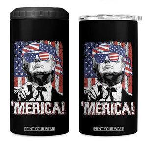 Merica Trump 4th Of July American Flag 4 in 1 Can Cooler Tumbler TS11 One Size: 16 oz Black Print Your Wear
