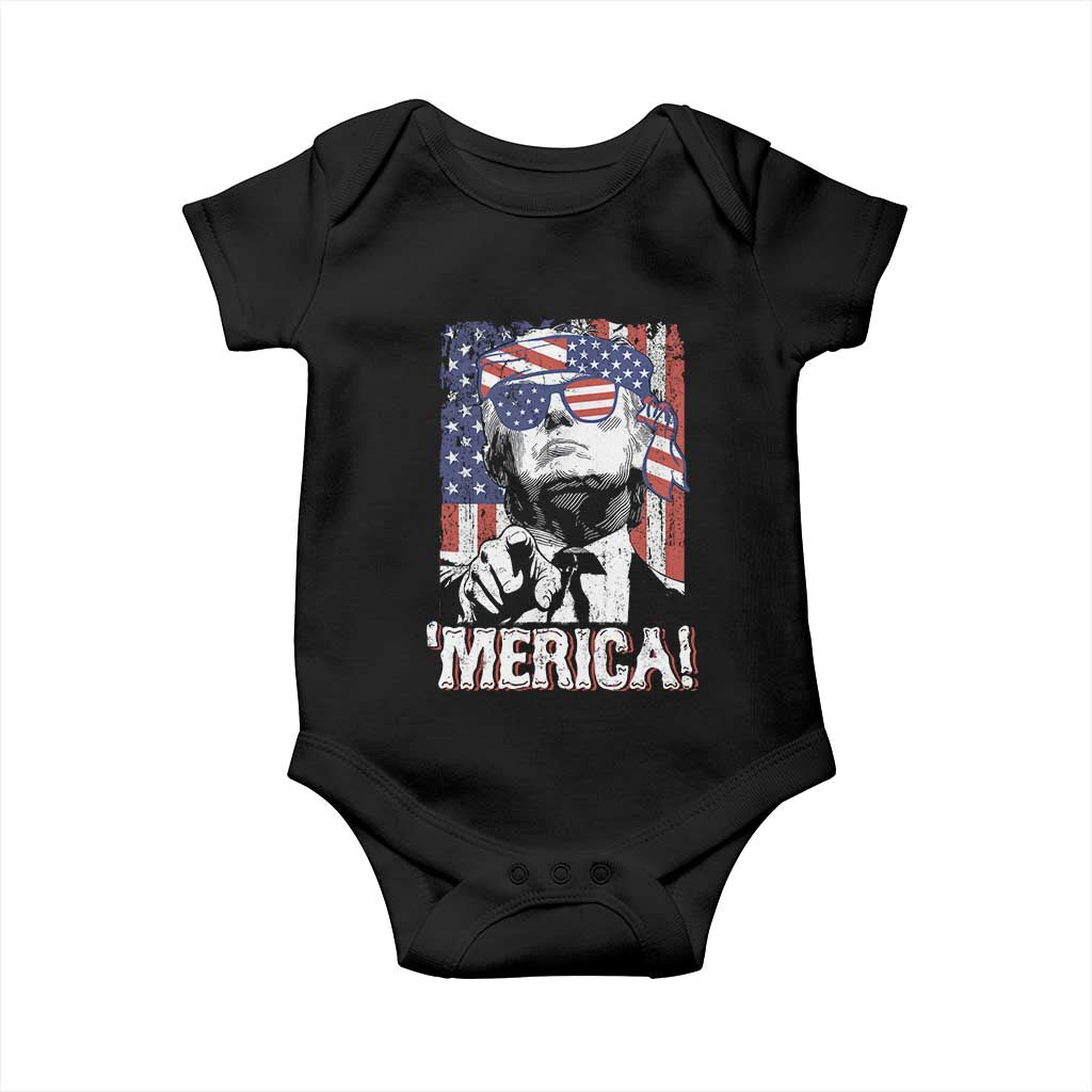 Merica Trump 4th Of July American Flag Baby Onesie TS11 Black Print Your Wear