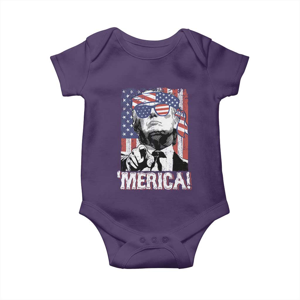Merica Trump 4th Of July American Flag Baby Onesie TS11 Purple Print Your Wear