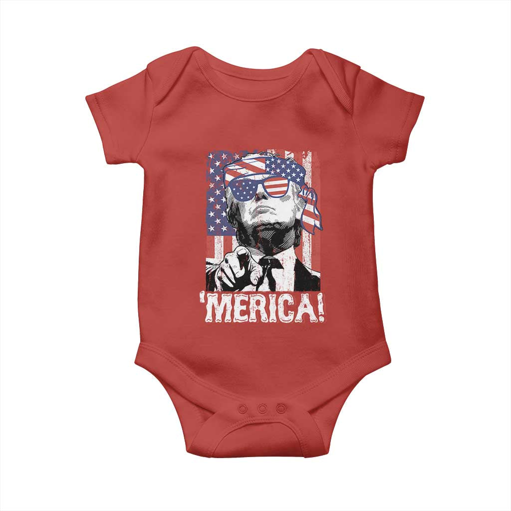 Merica Trump 4th Of July American Flag Baby Onesie TS11 Red Print Your Wear