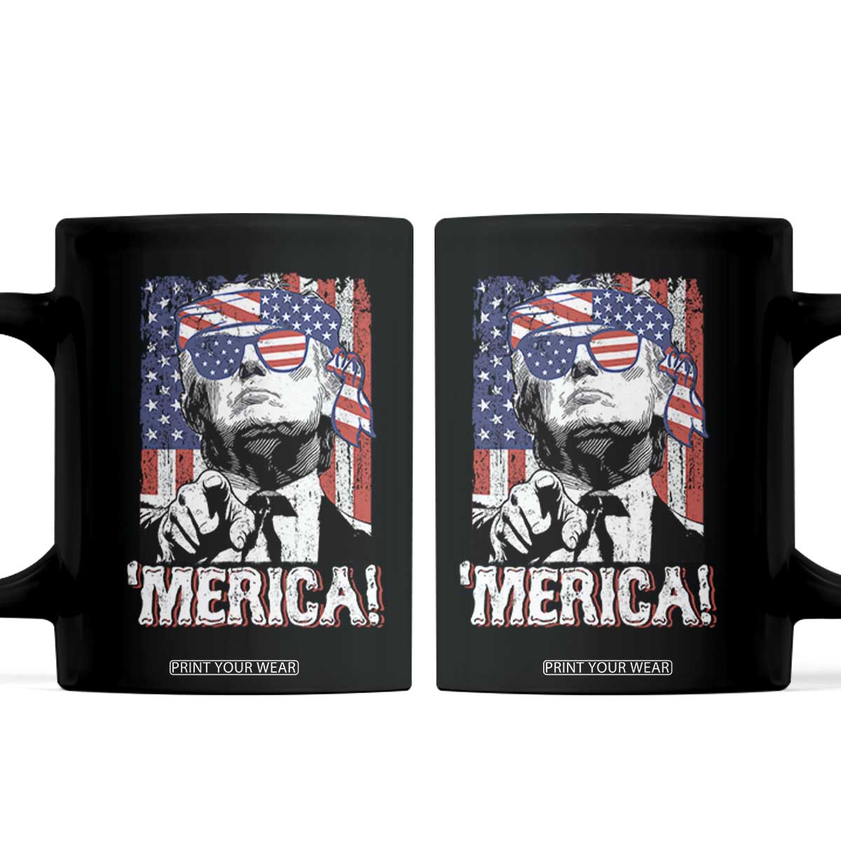 Merica Trump 4th Of July American Flag Coffee Mug TS11 Black Print Your Wear