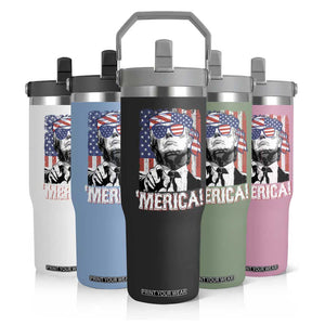 Merica Trump 4th Of July American Flag Flip Straw Tumbler TS11 Print Your Wear