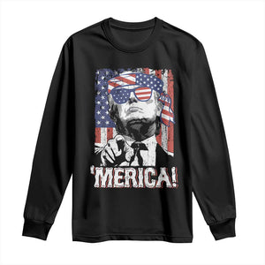 Merica Trump 4th Of July American Flag Long Sleeve Shirt TS11 Black Print Your Wear