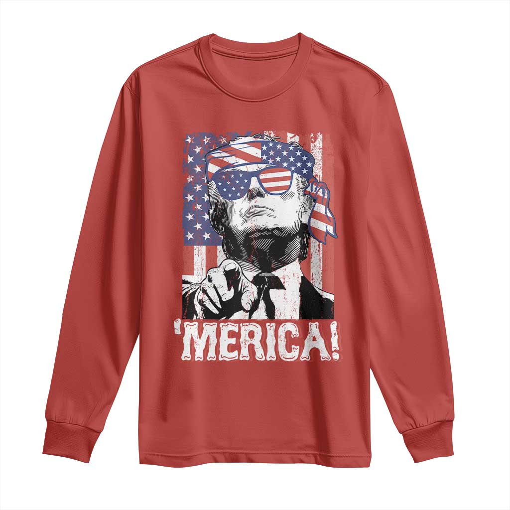 Merica Trump 4th Of July American Flag Long Sleeve Shirt TS11 Red Print Your Wear