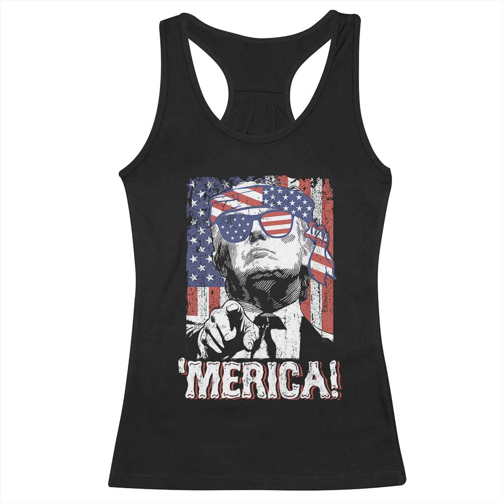 Merica Trump 4th Of July American Flag Racerback Tank Top TS11 Black Print Your Wear
