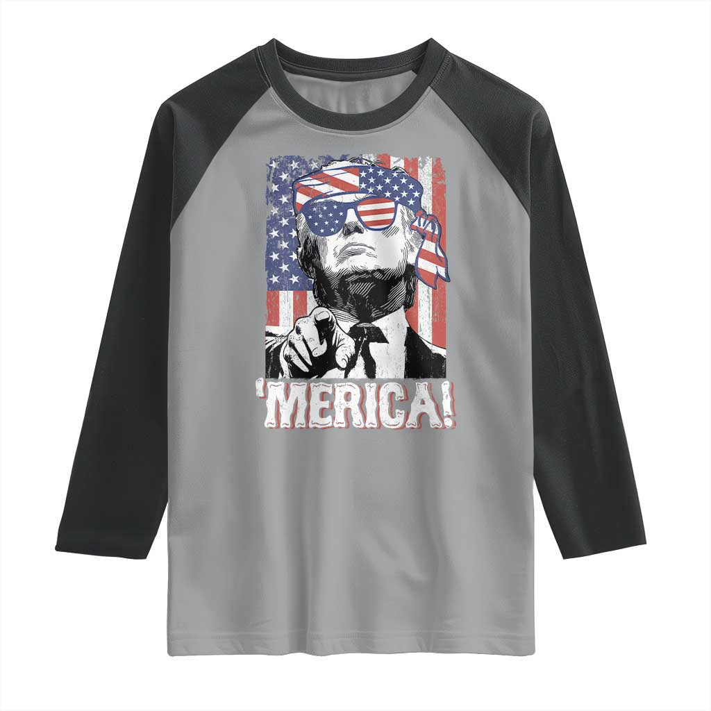 Merica Trump 4th Of July American Flag Raglan Shirt TS11 Sport Gray Black Print Your Wear