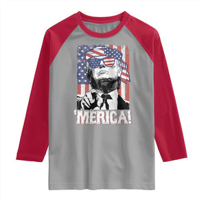 Merica Trump 4th Of July American Flag Raglan Shirt TS11 Sport Gray Red Print Your Wear