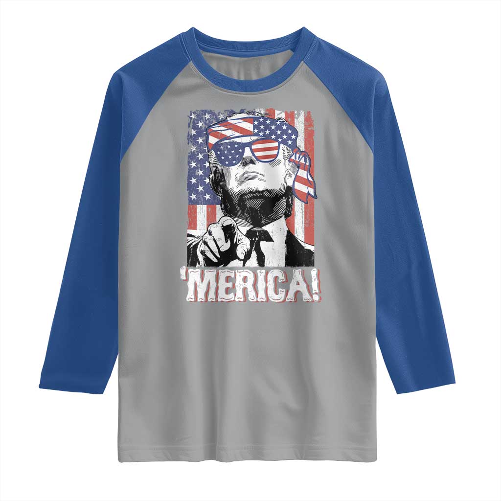 Merica Trump 4th Of July American Flag Raglan Shirt TS11 Sport Gray Royal Print Your Wear